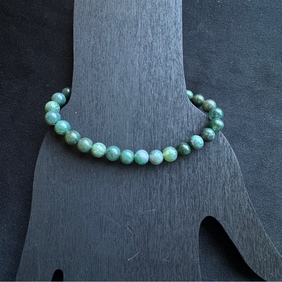 New Healing Stone Green Moss Agate Bead Stretch Bracelet Stability Growth Love - Picture 2 of 8